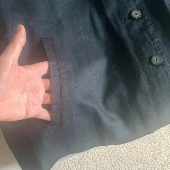 Elisabeth by Liz Claiborne Black Linen Shacket with pockets size 1 (L-XL) - Picture 7 of 7